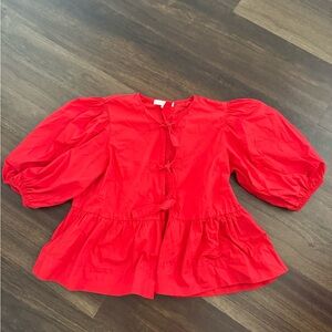 Olivaceous Vibrant Red Blouse